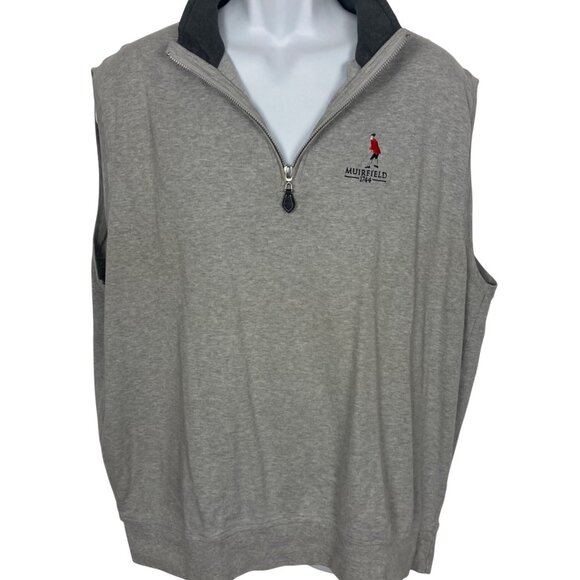 Muirfield Golf Club Scotland 1/4 Zip Pullover Vest Mens XXL Gray Cotton Jersey - Picture 1 of 9